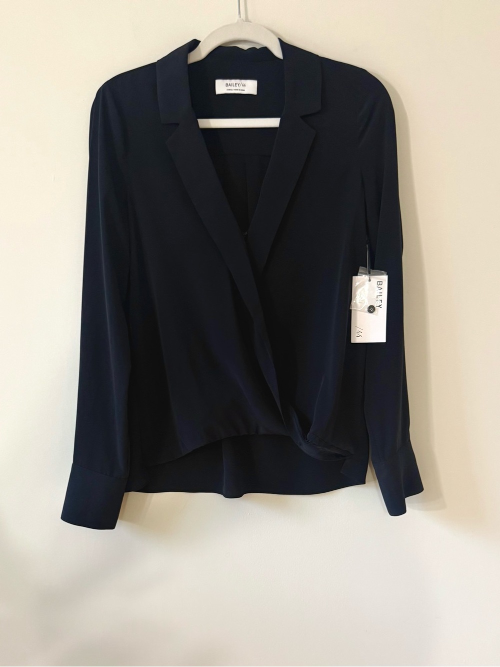 Bailey 44 Sloane Black Wrap Front Blouse Top XS NWT